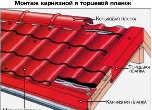 Types de composants pour tuiles métalliques - objectif et caractéristiques des éléments de toiture